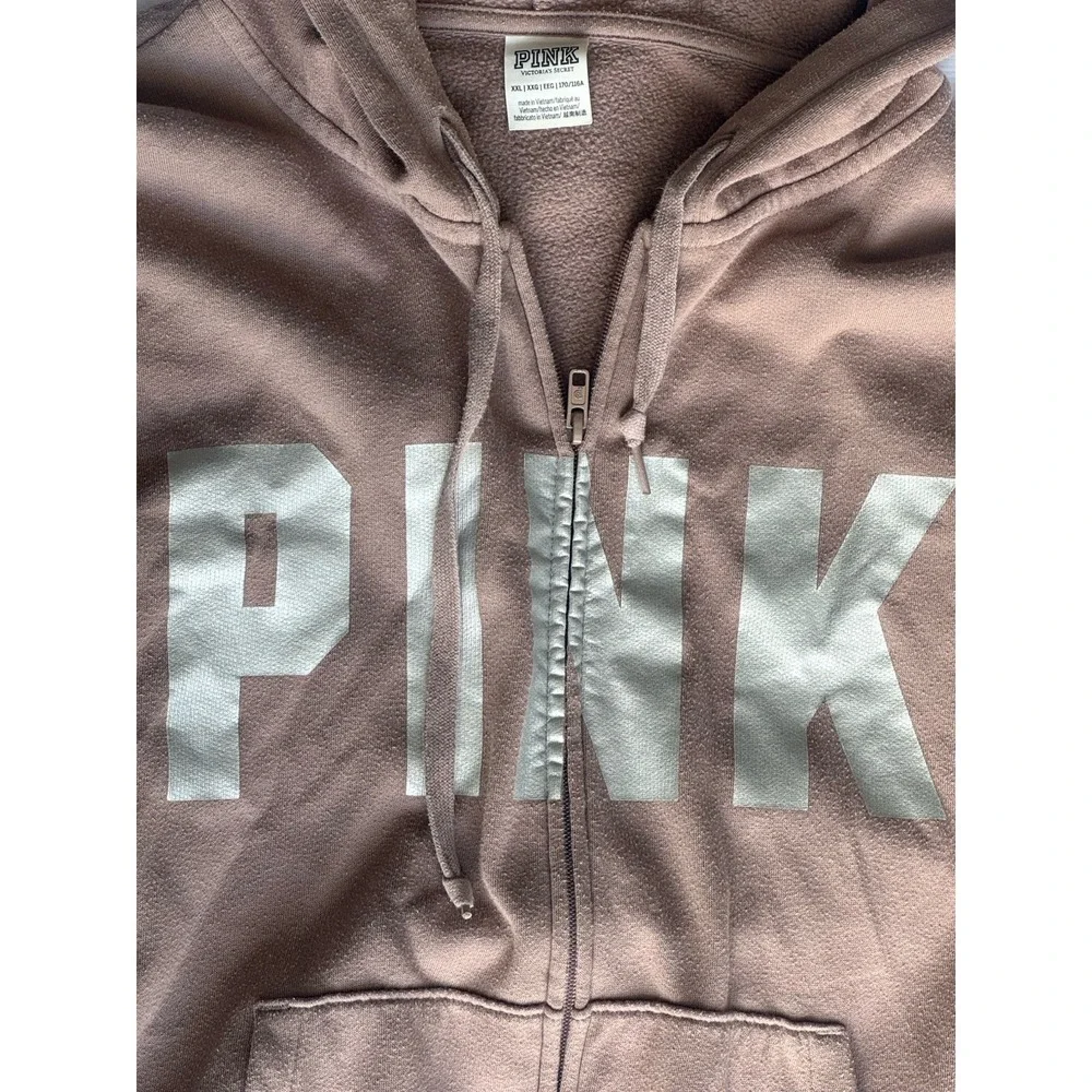 Victoria's Secret PINK Full Zip Hoodie Mauve Pink Women's XXL Oversized